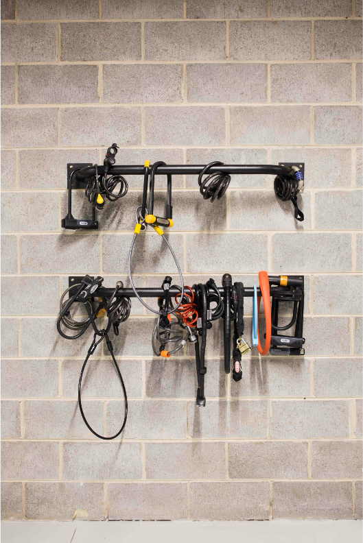 Have bike lock bars been provided throughout the bike room?