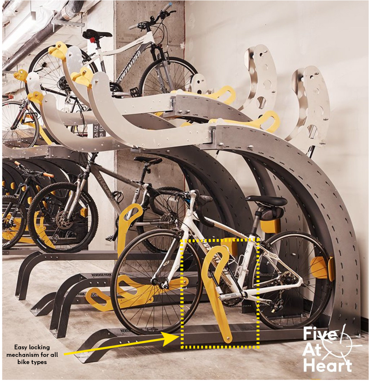 Is there a moveable locking bar OR does the shape of the rack allow you to lock the frame and wheel of your bike with a D-lock for extra security.