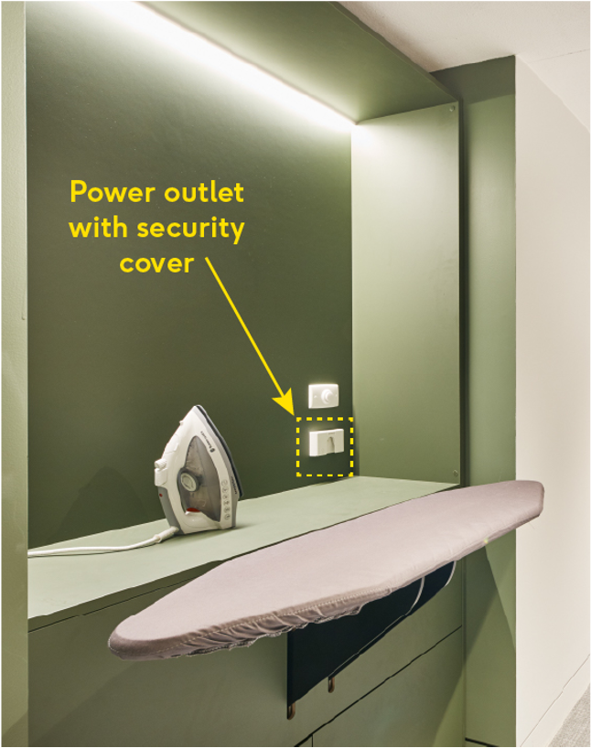 The GPO for the iron is easily accessible and has security cover?