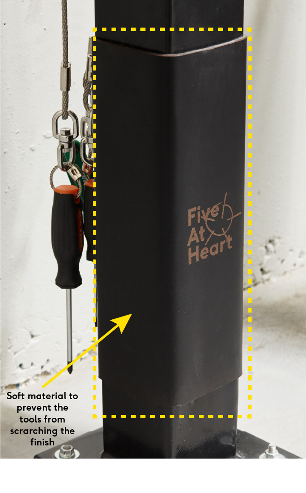 Is there a soft material where the tools hang? This prevents the tools scratching the unit.